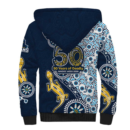 Gold Coast Titans NAIDOC Week 2026 Sherpa Hoodie Aboriginal Lizard Dot Painting - 50 Years of Deadly