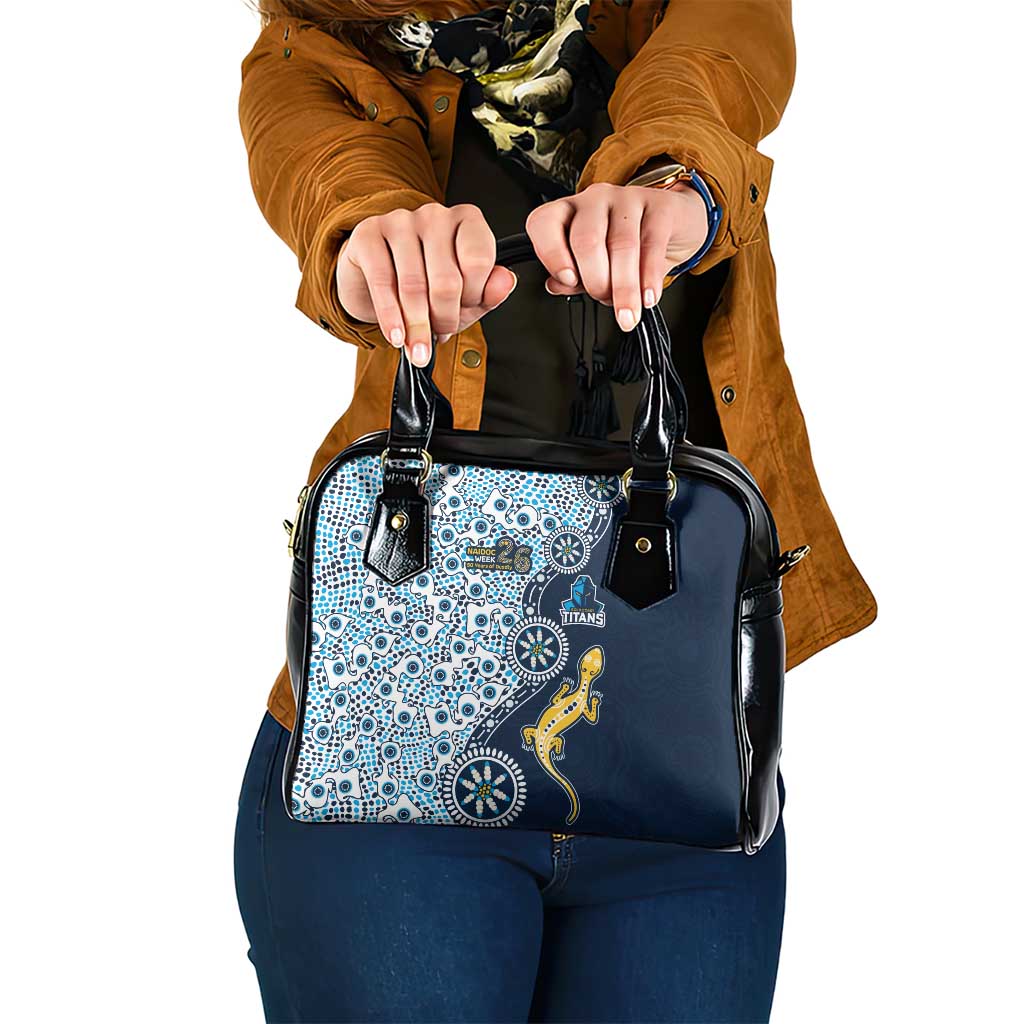 Gold Coast Titans NAIDOC Week 2026 Shoulder Handbag Aboriginal Lizard Dot Painting - 50 Years of Deadly
