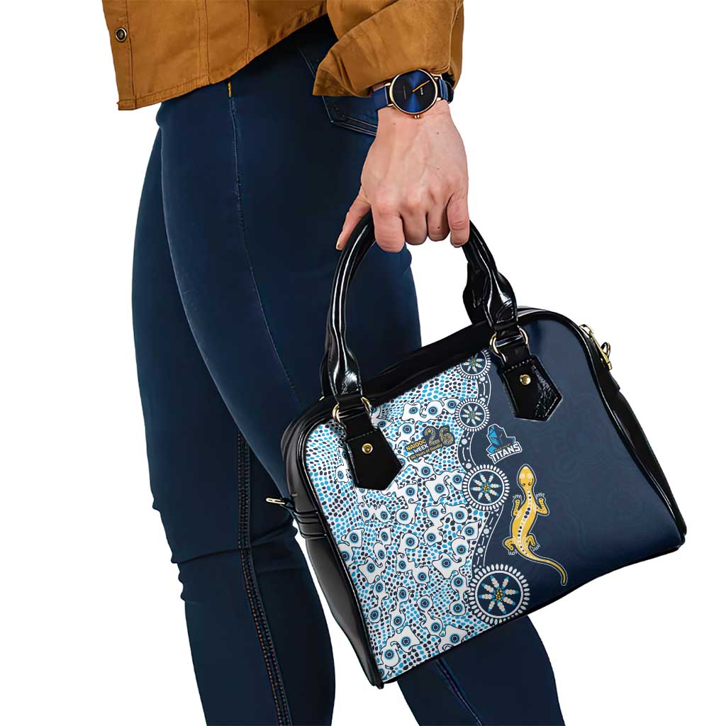 Gold Coast Titans NAIDOC Week 2026 Shoulder Handbag Aboriginal Lizard Dot Painting - 50 Years of Deadly