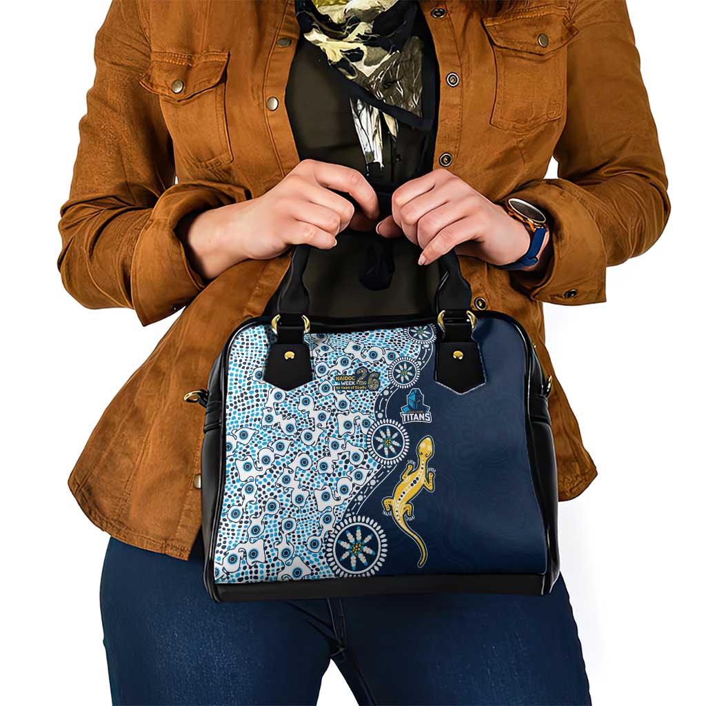 Gold Coast Titans NAIDOC Week 2026 Shoulder Handbag Aboriginal Lizard Dot Painting - 50 Years of Deadly