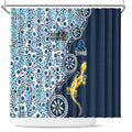 Gold Coast Titans NAIDOC Week 2026 Shower Curtain Aboriginal Lizard Dot Painting - 50 Years of Deadly