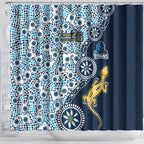 Gold Coast Titans NAIDOC Week 2026 Shower Curtain Aboriginal Lizard Dot Painting - 50 Years of Deadly