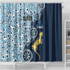 Gold Coast Titans NAIDOC Week 2026 Shower Curtain Aboriginal Lizard Dot Painting - 50 Years of Deadly