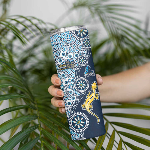 Gold Coast Titans NAIDOC Week 2026 Skinny Tumbler Aboriginal Lizard Dot Painting - 50 Years of Deadly