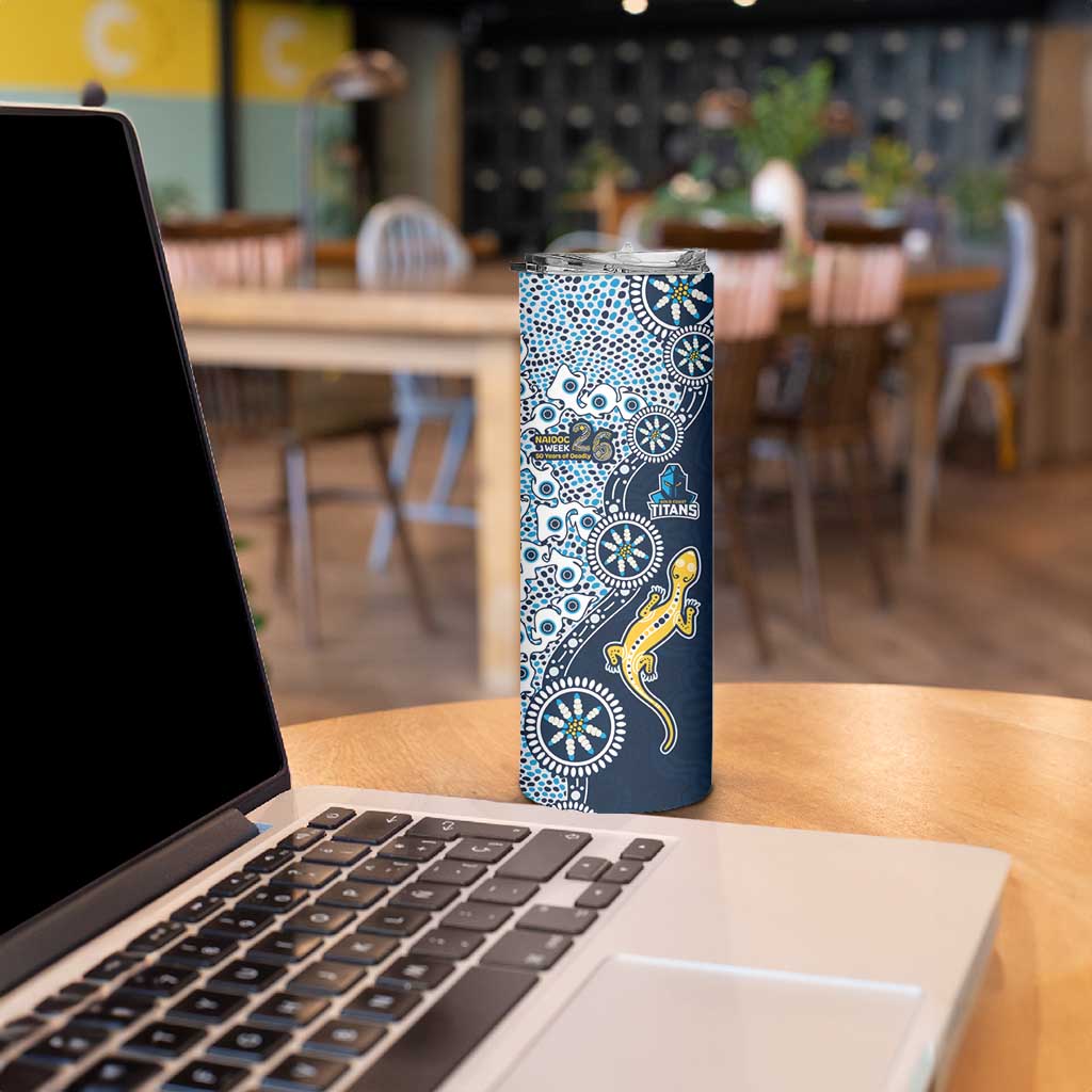 Gold Coast Titans NAIDOC Week 2026 Skinny Tumbler Aboriginal Lizard Dot Painting - 50 Years of Deadly