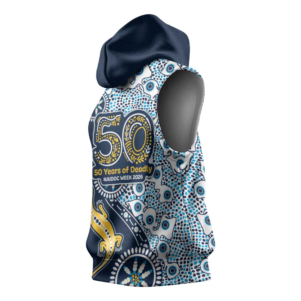 Gold Coast Titans NAIDOC Week 2026 Sleeveless Hoodie Aboriginal Lizard Dot Painting - 50 Years of Deadly