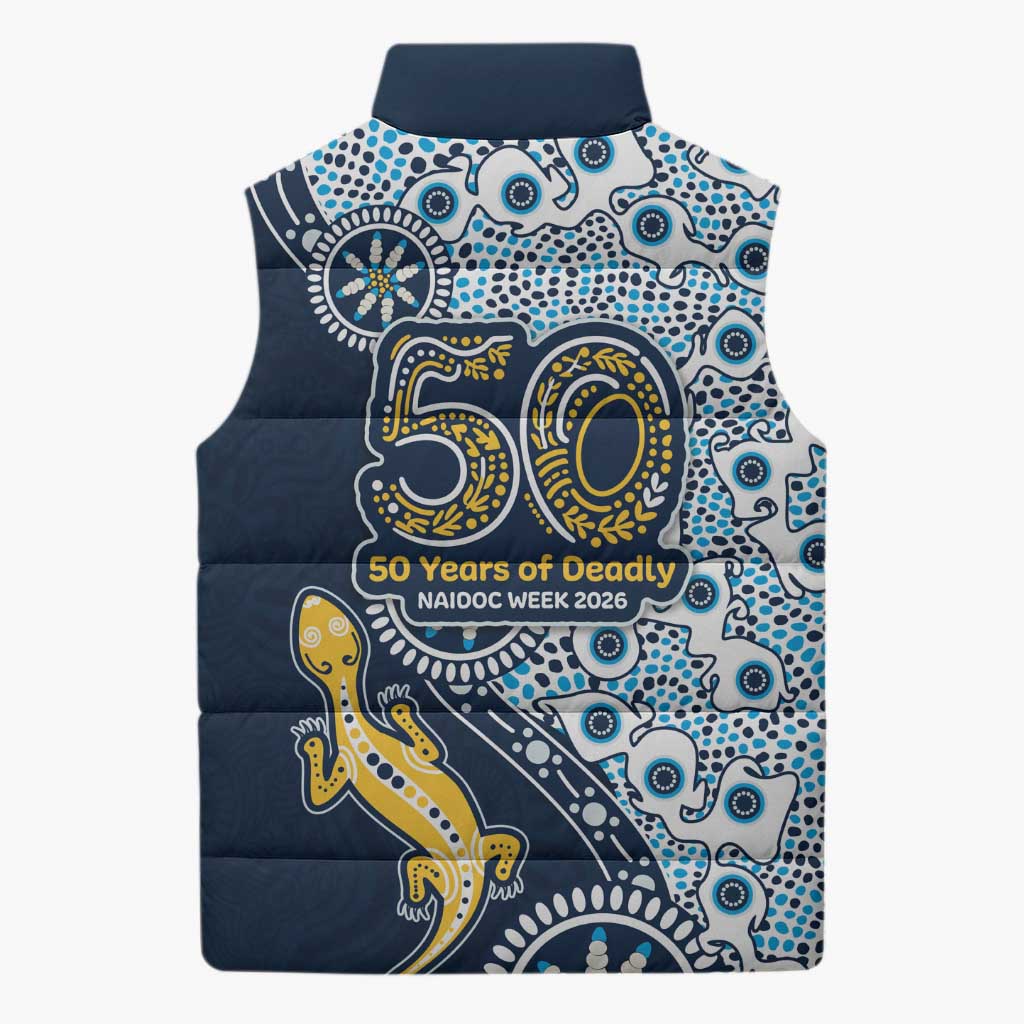 Gold Coast Titans NAIDOC Week 2026 Sleeveless Puffer Jacket Aboriginal Lizard Dot Painting - 50 Years of Deadly
