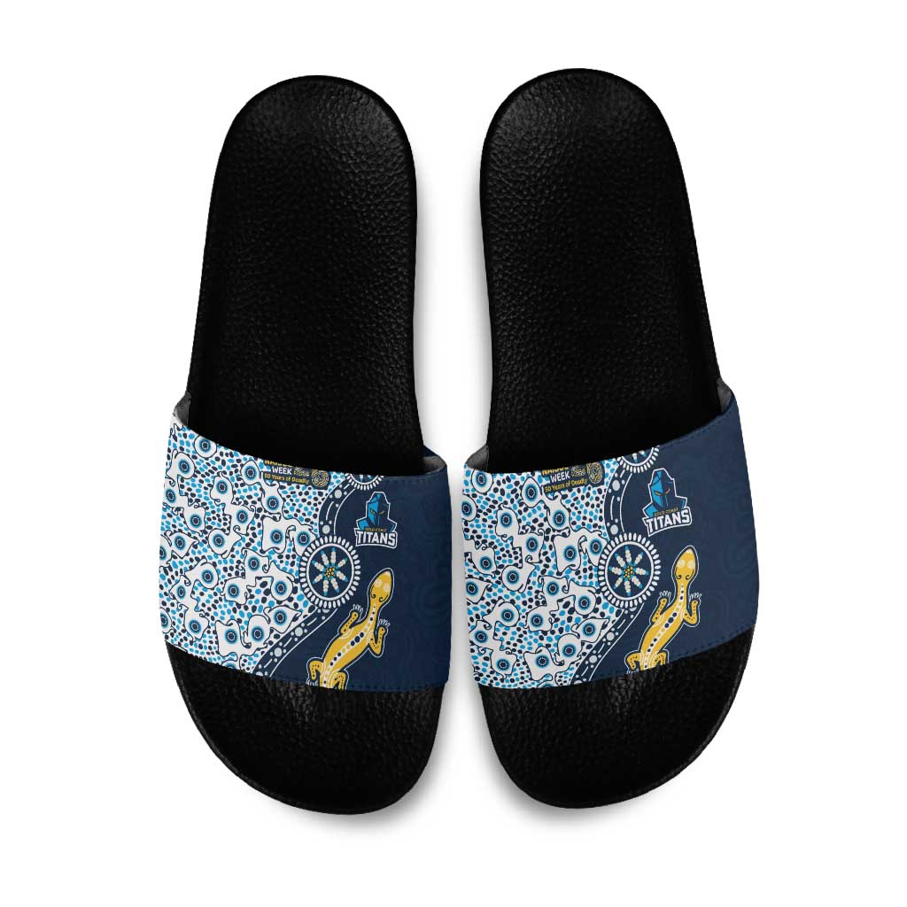 Gold Coast Titans NAIDOC Week 2026 Slide Sandals Aboriginal Lizard Dot Painting - 50 Years of Deadly