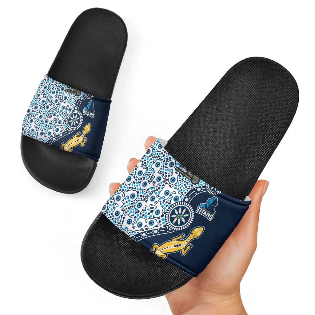 Gold Coast Titans NAIDOC Week 2026 Slide Sandals Aboriginal Lizard Dot Painting - 50 Years of Deadly