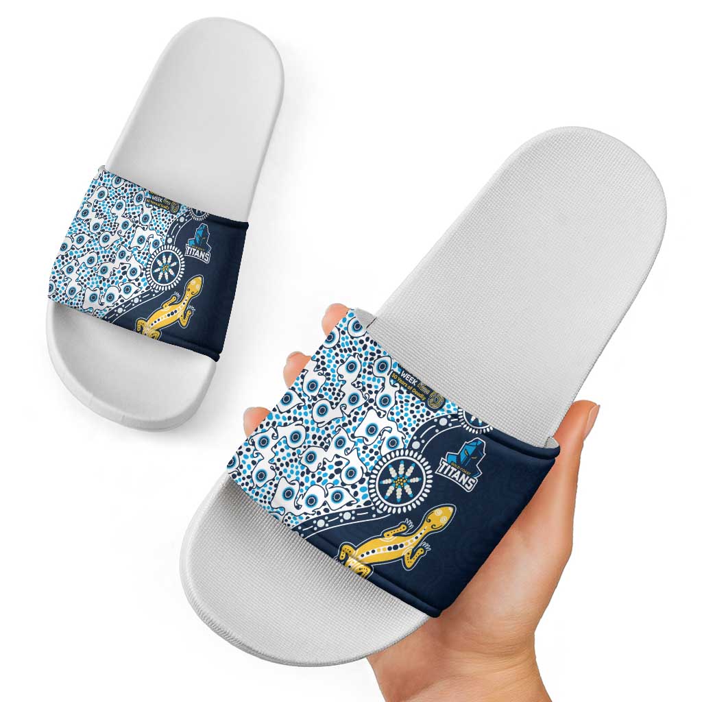 Gold Coast Titans NAIDOC Week 2026 Slide Sandals Aboriginal Lizard Dot Painting - 50 Years of Deadly