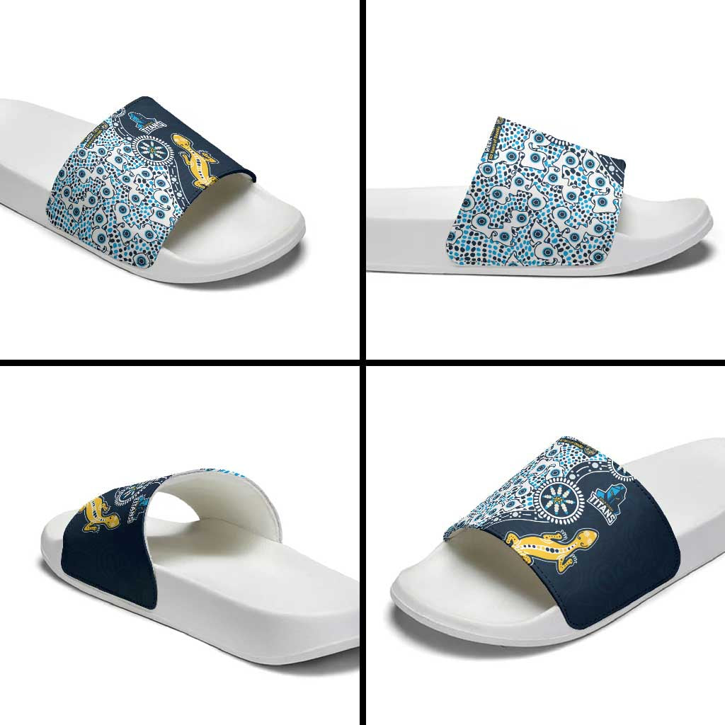 Gold Coast Titans NAIDOC Week 2026 Slide Sandals Aboriginal Lizard Dot Painting - 50 Years of Deadly