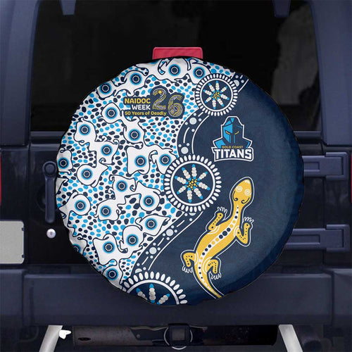 Gold Coast Titans NAIDOC Week 2026 Spare Tire Cover Aboriginal Lizard Dot Painting - 50 Years of Deadly