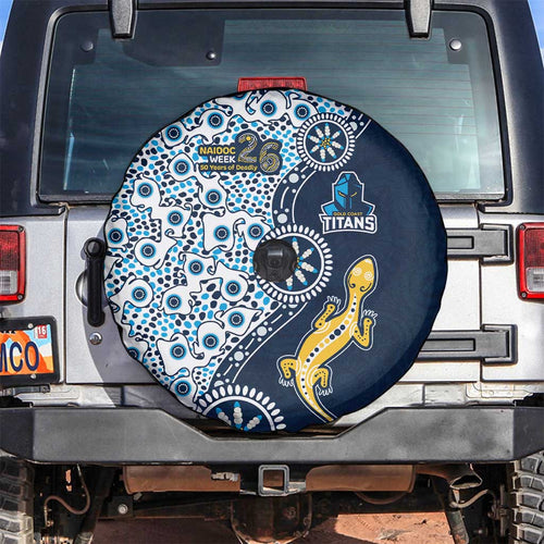 Gold Coast Titans NAIDOC Week 2026 Spare Tire Cover Aboriginal Lizard Dot Painting - 50 Years of Deadly