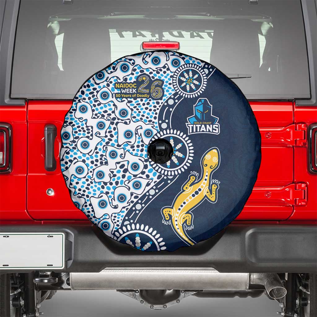 Gold Coast Titans NAIDOC Week 2026 Spare Tire Cover Aboriginal Lizard Dot Painting - 50 Years of Deadly