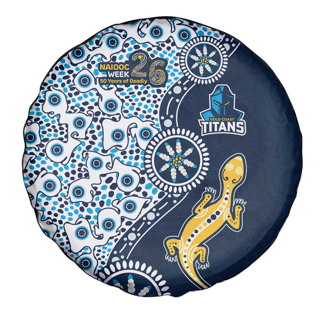 Gold Coast Titans NAIDOC Week 2026 Spare Tire Cover Aboriginal Lizard Dot Painting - 50 Years of Deadly