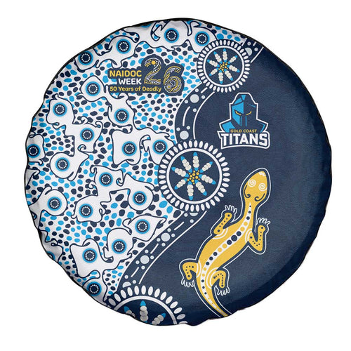Gold Coast Titans NAIDOC Week 2026 Spare Tire Cover Aboriginal Lizard Dot Painting - 50 Years of Deadly