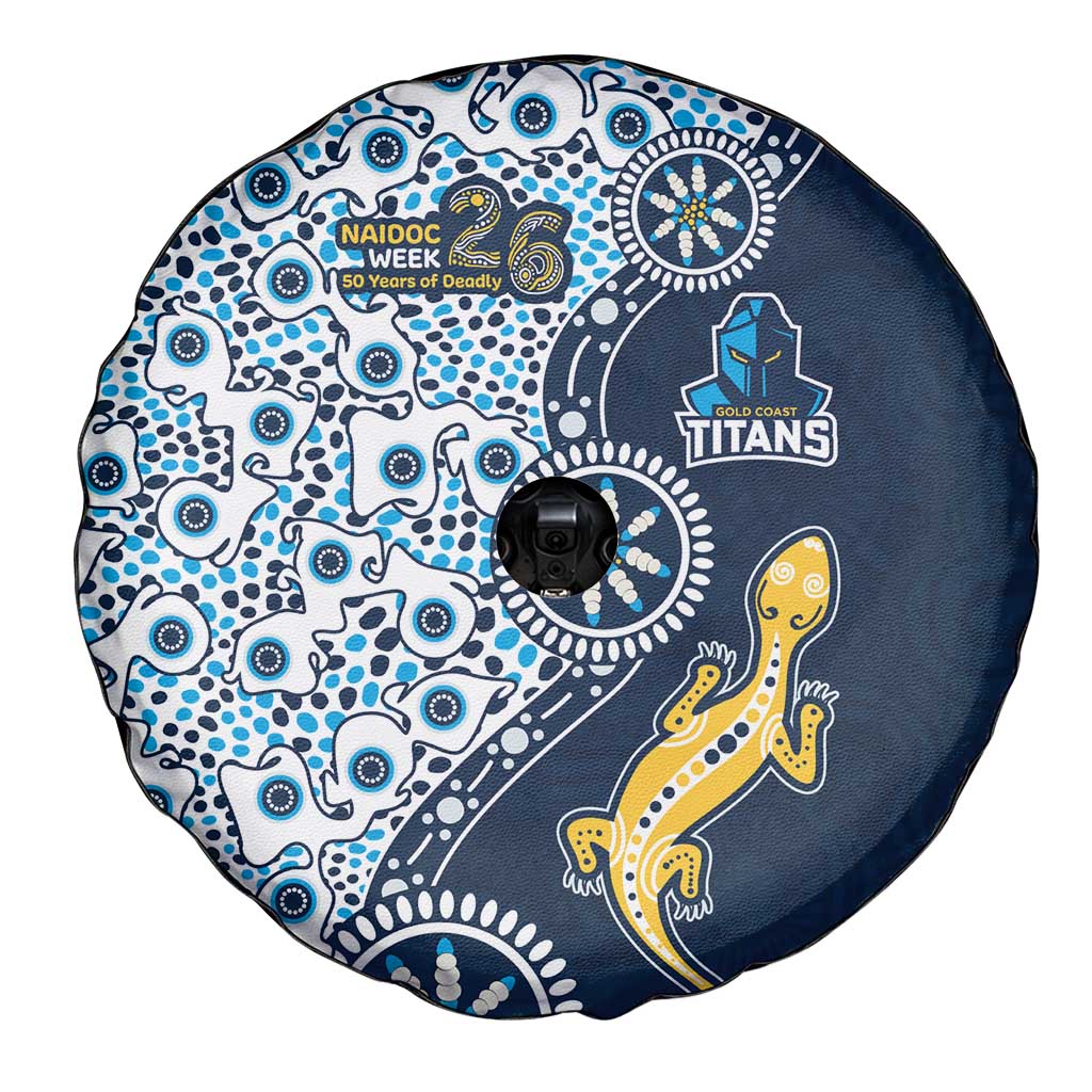 Gold Coast Titans NAIDOC Week 2026 Spare Tire Cover Aboriginal Lizard Dot Painting - 50 Years of Deadly