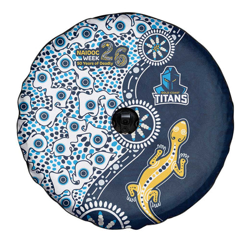 Gold Coast Titans NAIDOC Week 2026 Spare Tire Cover Aboriginal Lizard Dot Painting - 50 Years of Deadly