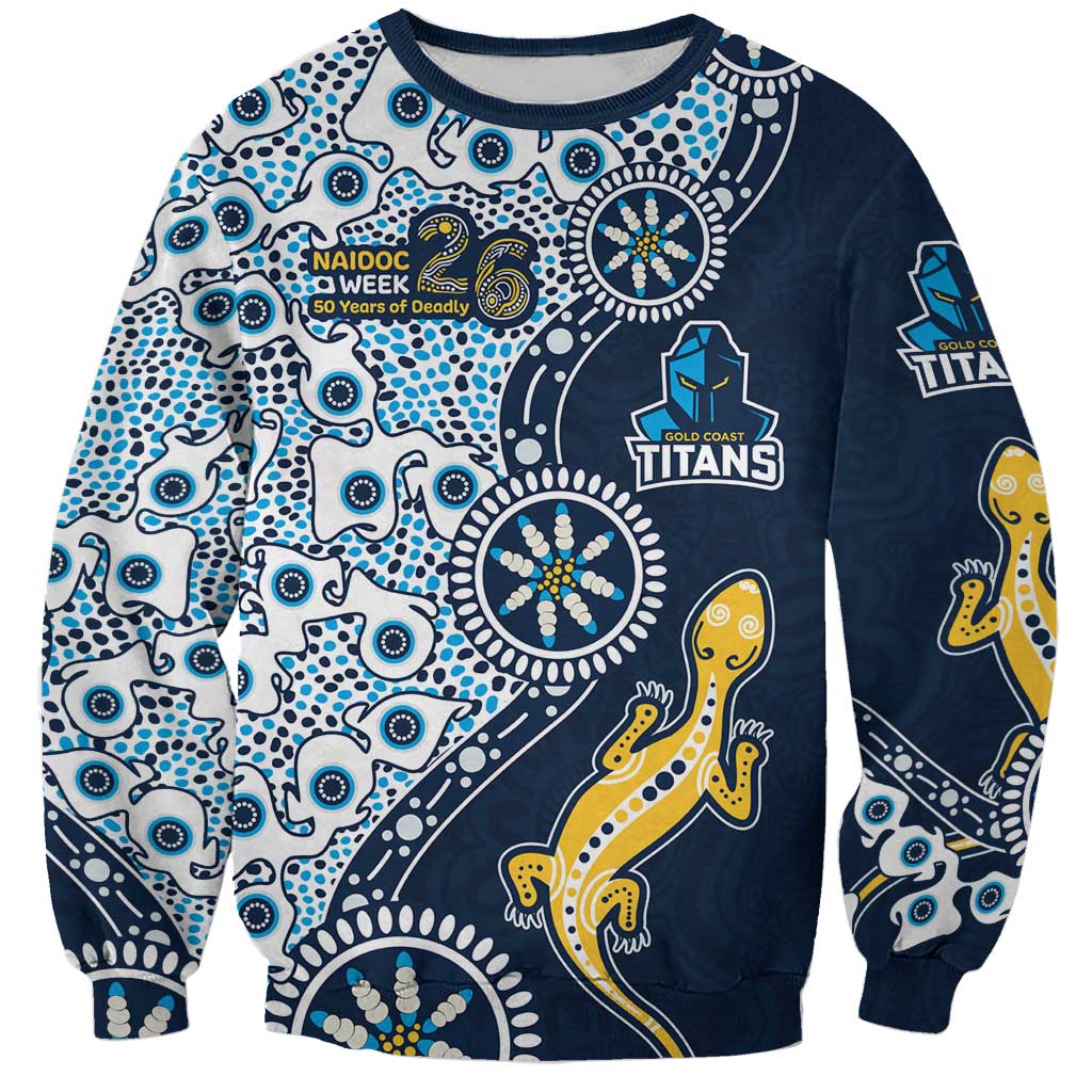 Gold Coast Titans NAIDOC Week 2026 Sweatshirt Aboriginal Lizard Dot Painting - 50 Years of Deadly