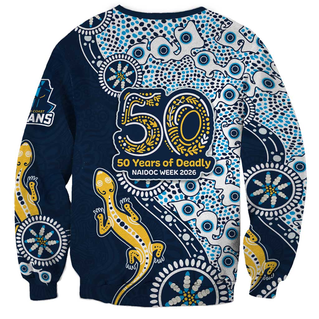 Gold Coast Titans NAIDOC Week 2026 Sweatshirt Aboriginal Lizard Dot Painting - 50 Years of Deadly