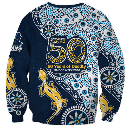 Gold Coast Titans NAIDOC Week 2026 Sweatshirt Aboriginal Lizard Dot Painting - 50 Years of Deadly