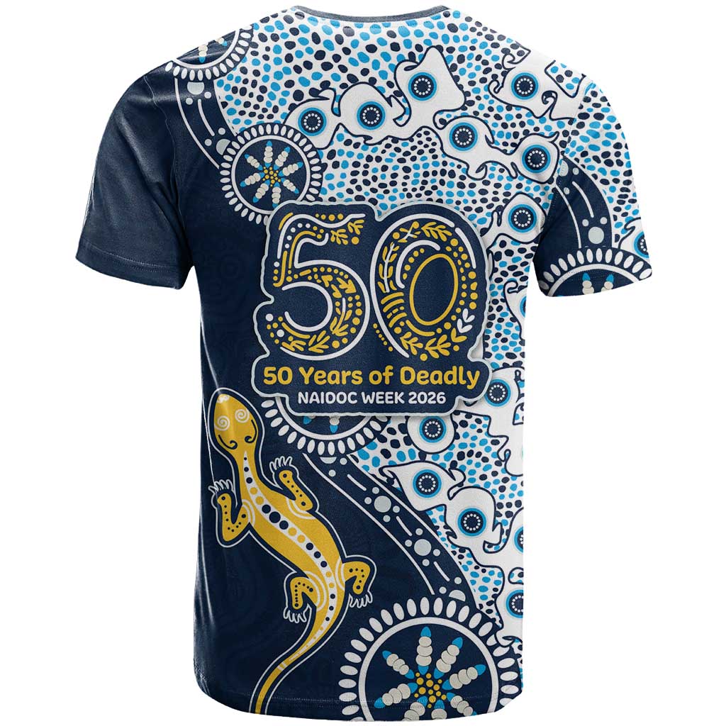 Gold Coast Titans NAIDOC Week 2026 T Shirt Aboriginal Lizard Dot Painting - 50 Years of Deadly