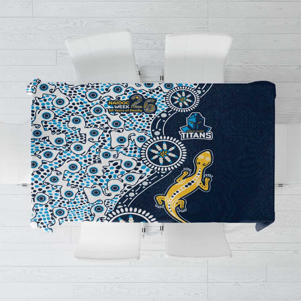 Gold Coast Titans NAIDOC Week 2026 Tablecloth Aboriginal Lizard Dot Painting - 50 Years of Deadly
