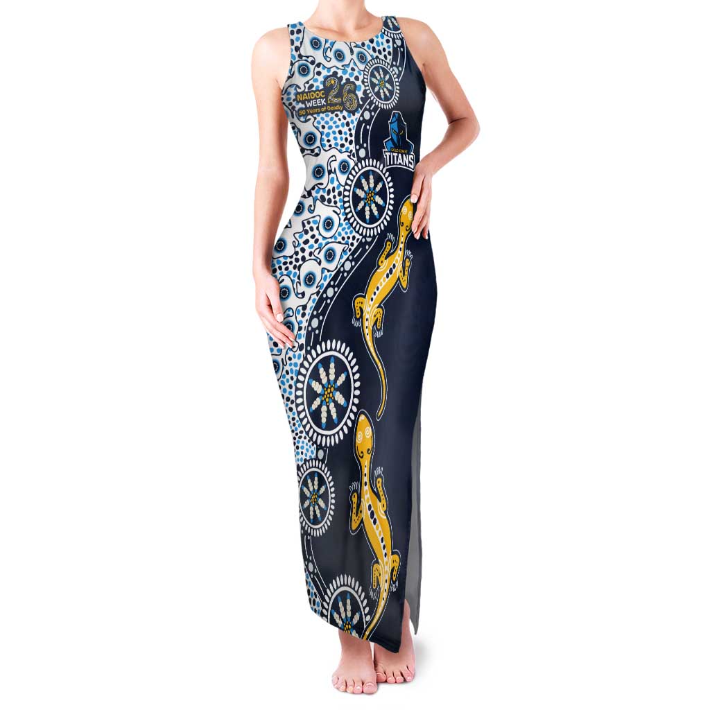 Gold Coast Titans NAIDOC Week 2026 Tank Maxi Dress Aboriginal Lizard Dot Painting - 50 Years of Deadly