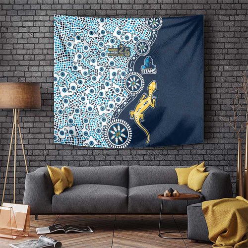 Gold Coast Titans NAIDOC Week 2026 Tapestry Aboriginal Lizard Dot Painting - 50 Years of Deadly