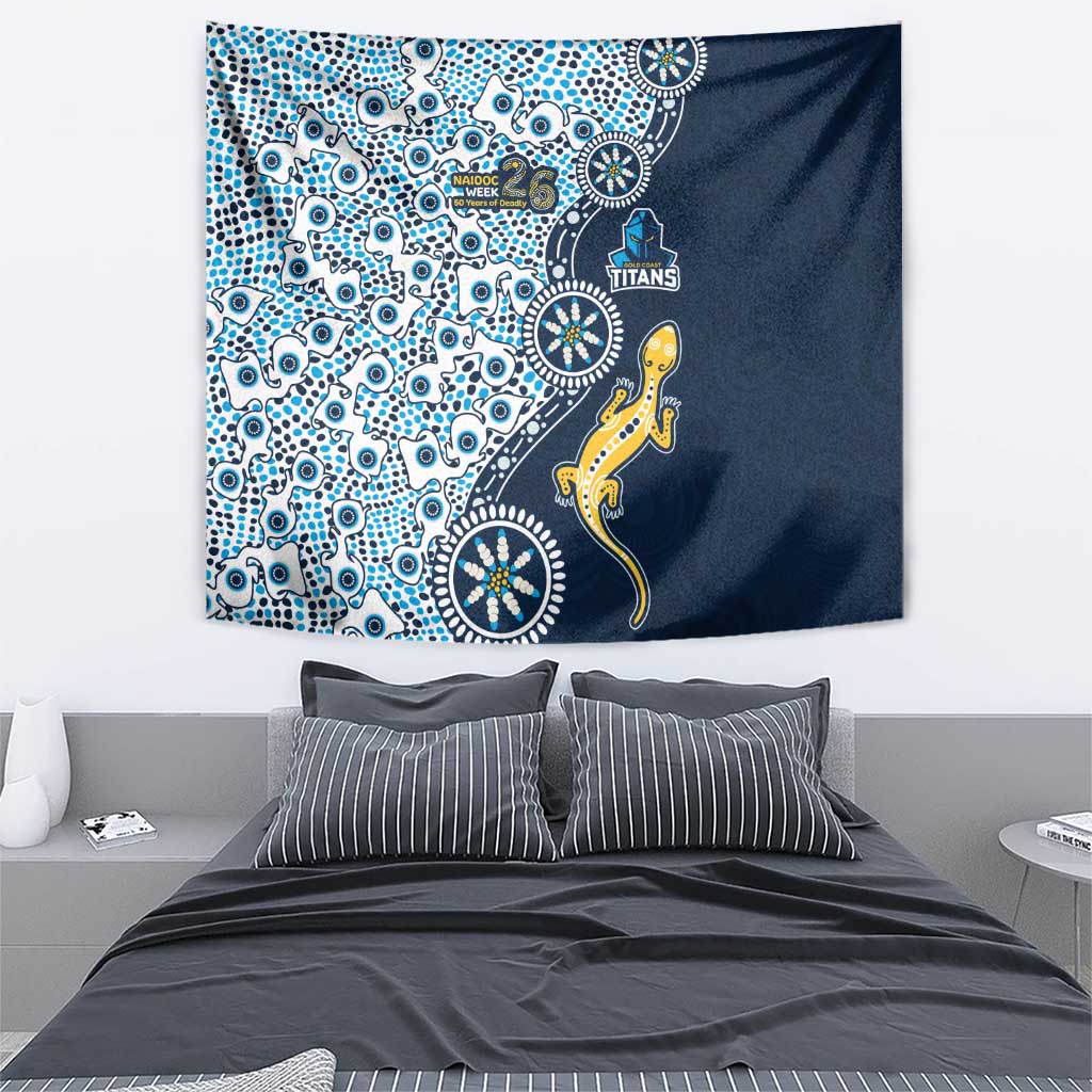 Gold Coast Titans NAIDOC Week 2026 Tapestry Aboriginal Lizard Dot Painting - 50 Years of Deadly