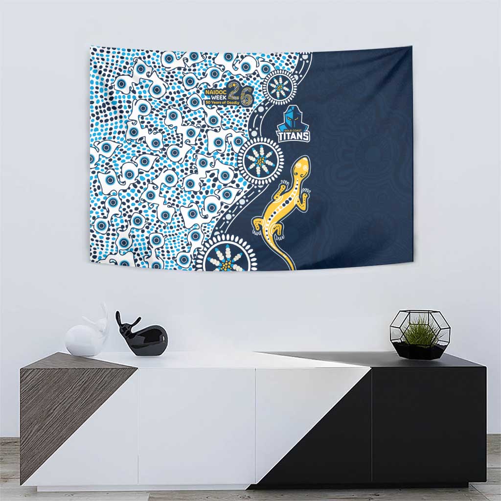 Gold Coast Titans NAIDOC Week 2026 Tapestry Aboriginal Lizard Dot Painting - 50 Years of Deadly