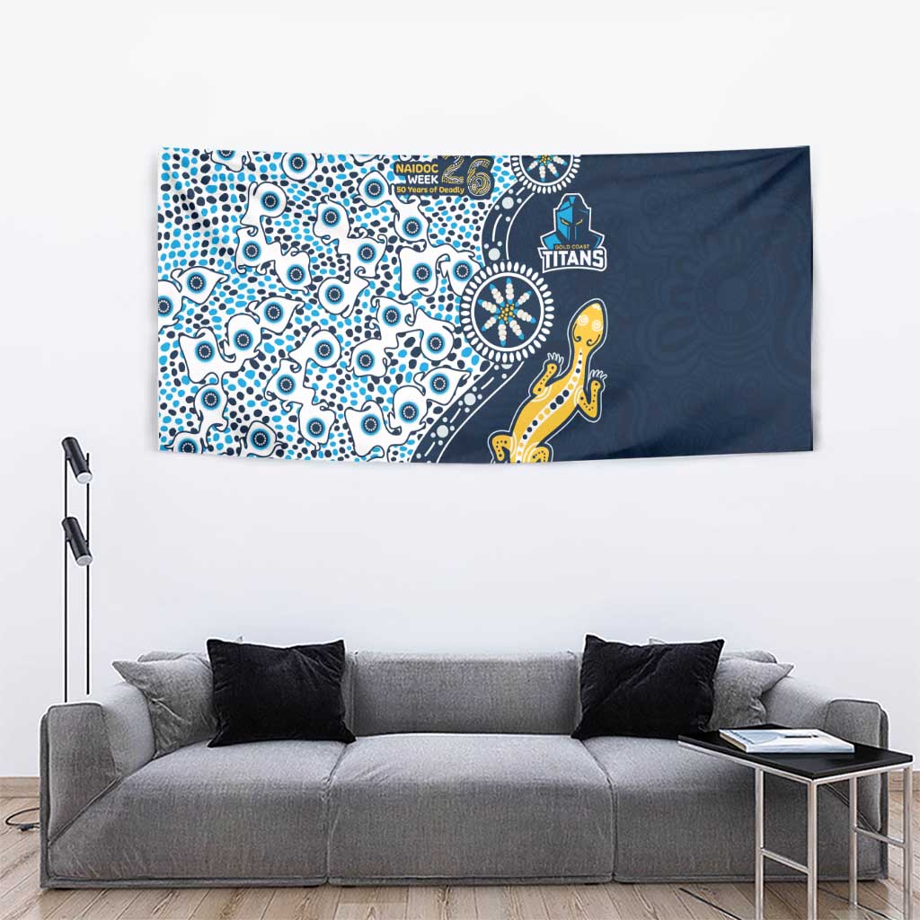 Gold Coast Titans NAIDOC Week 2026 Tapestry Aboriginal Lizard Dot Painting - 50 Years of Deadly