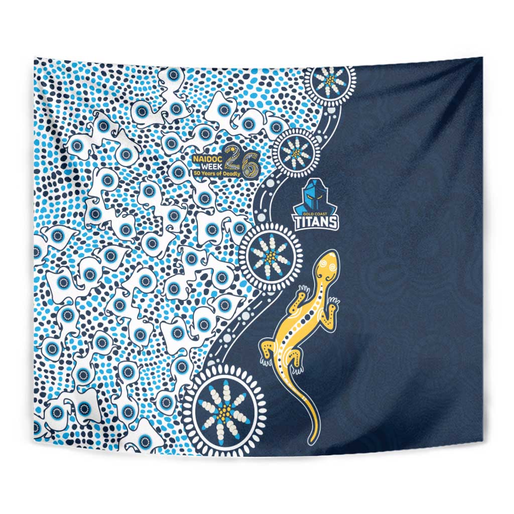 Gold Coast Titans NAIDOC Week 2026 Tapestry Aboriginal Lizard Dot Painting - 50 Years of Deadly
