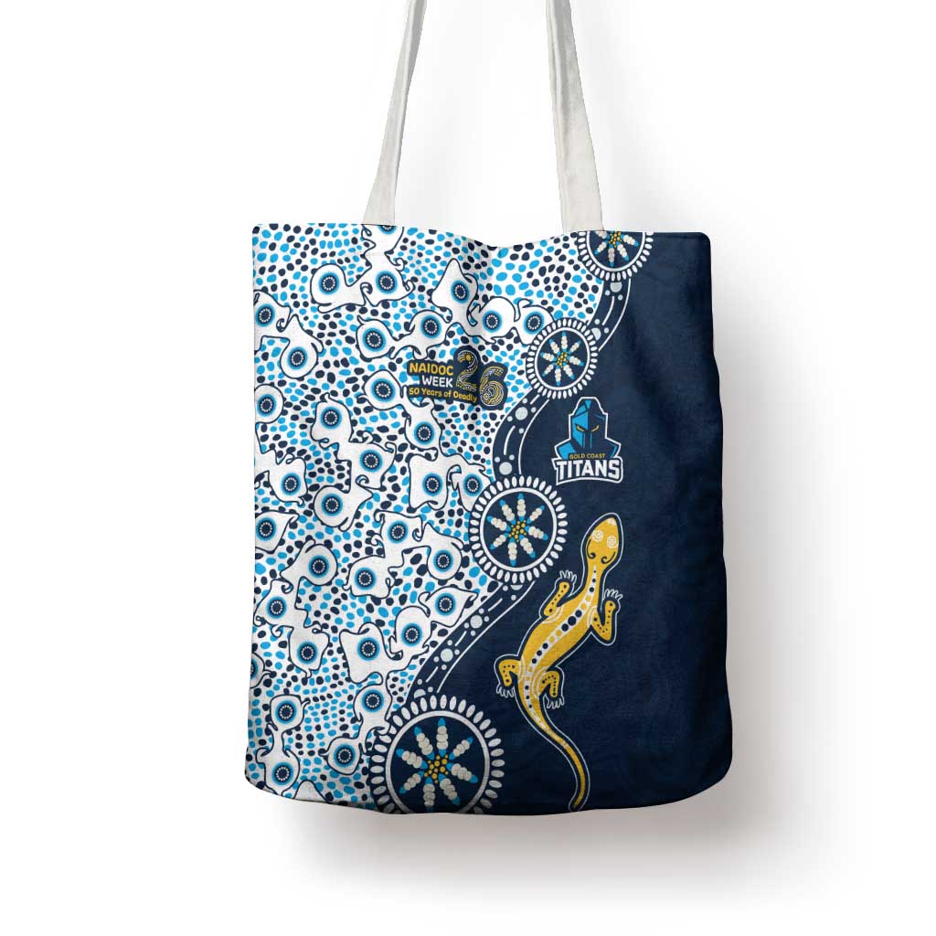 Gold Coast Titans NAIDOC Week 2026 Tote Bag Aboriginal Lizard Dot Painting - 50 Years of Deadly