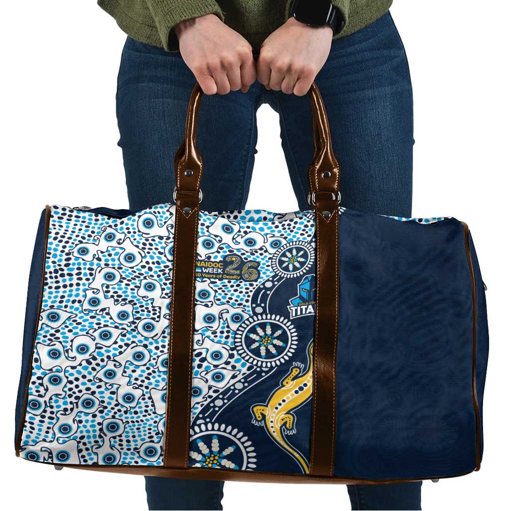 Gold Coast Titans NAIDOC Week 2026 Travel Bag Aboriginal Lizard Dot Painting - 50 Years of Deadly