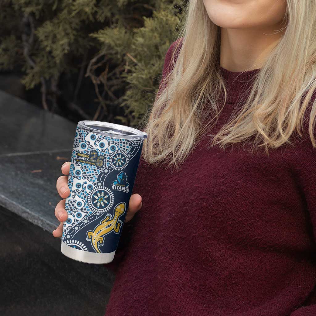 Gold Coast Titans NAIDOC Week 2026 Tumbler Cup Aboriginal Lizard Dot Painting - 50 Years of Deadly
