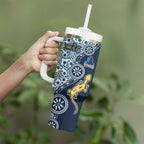 Gold Coast Titans NAIDOC Week 2026 Tumbler With Handle Aboriginal Lizard Dot Painting - 50 Years of Deadly