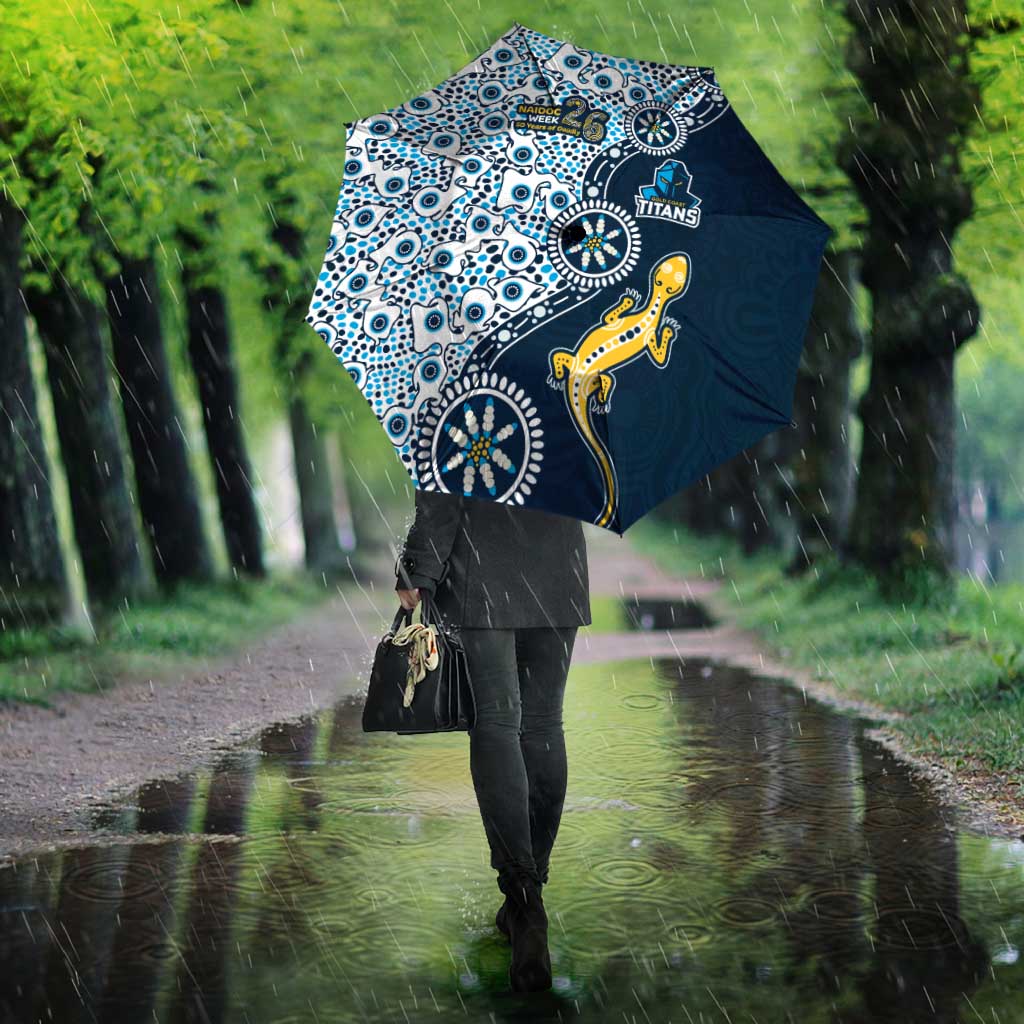 Gold Coast Titans NAIDOC Week 2026 Umbrella Aboriginal Lizard Dot Painting - 50 Years of Deadly