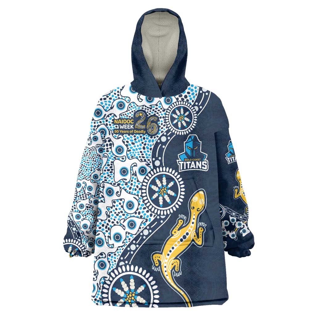 Gold Coast Titans NAIDOC Week 2026 Wearable Blanket Hoodie Aboriginal Lizard Dot Painting - 50 Years of Deadly