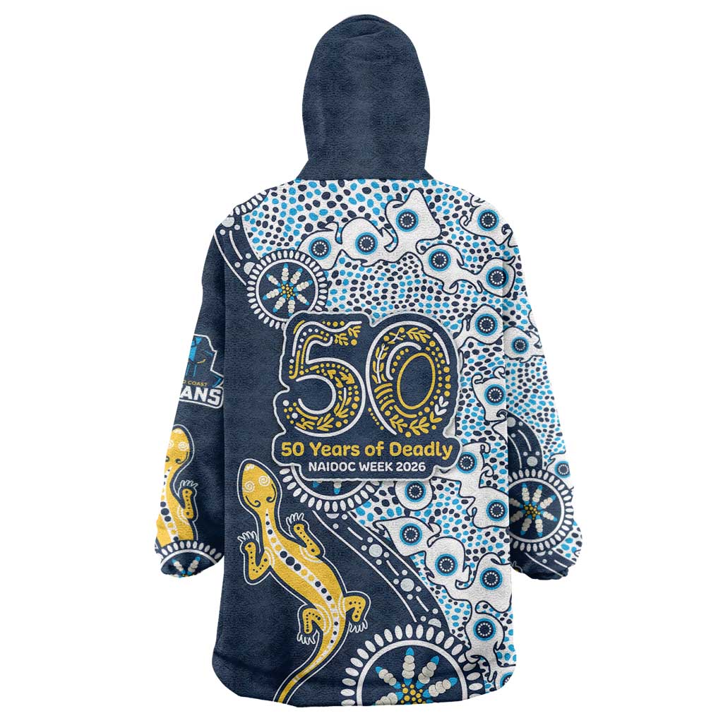 Gold Coast Titans NAIDOC Week 2026 Wearable Blanket Hoodie Aboriginal Lizard Dot Painting - 50 Years of Deadly