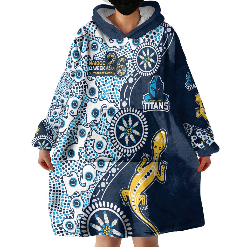 Gold Coast Titans NAIDOC Week 2026 Wearable Blanket Hoodie Aboriginal Lizard Dot Painting - 50 Years of Deadly