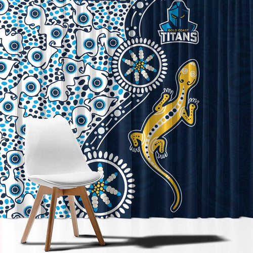 Gold Coast Titans NAIDOC Week 2026 Window Curtain Aboriginal Lizard Dot Painting - 50 Years of Deadly