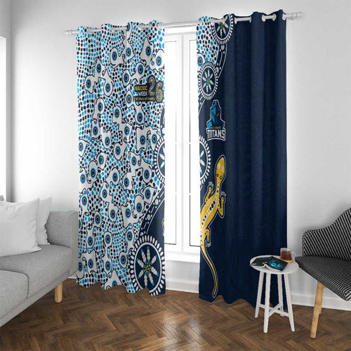 Gold Coast Titans NAIDOC Week 2026 Window Curtain Aboriginal Lizard Dot Painting - 50 Years of Deadly