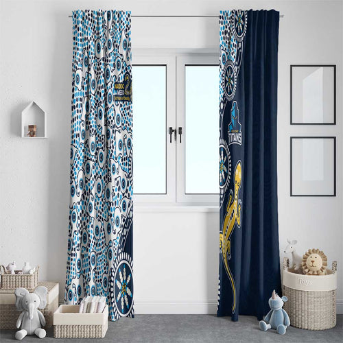 Gold Coast Titans NAIDOC Week 2026 Window Curtain Aboriginal Lizard Dot Painting - 50 Years of Deadly