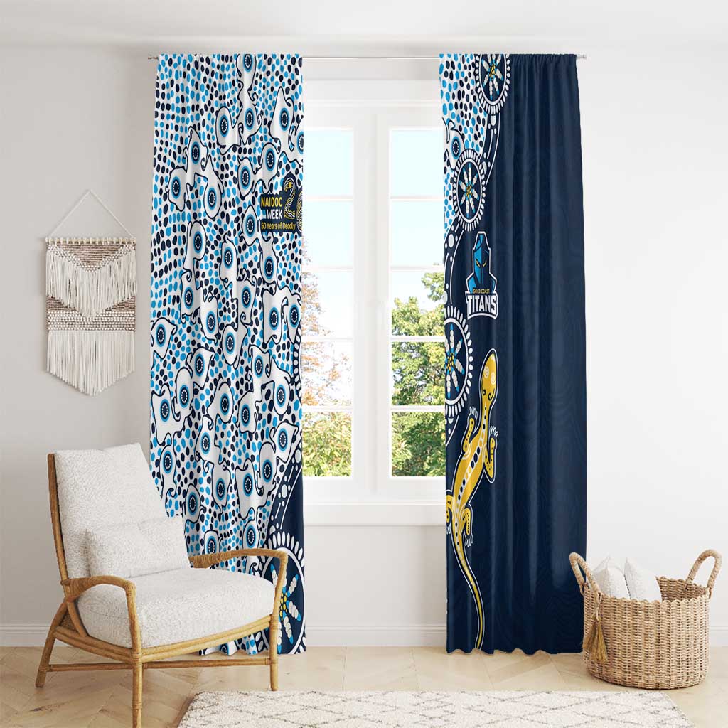 Gold Coast Titans NAIDOC Week 2026 Window Curtain Aboriginal Lizard Dot Painting - 50 Years of Deadly