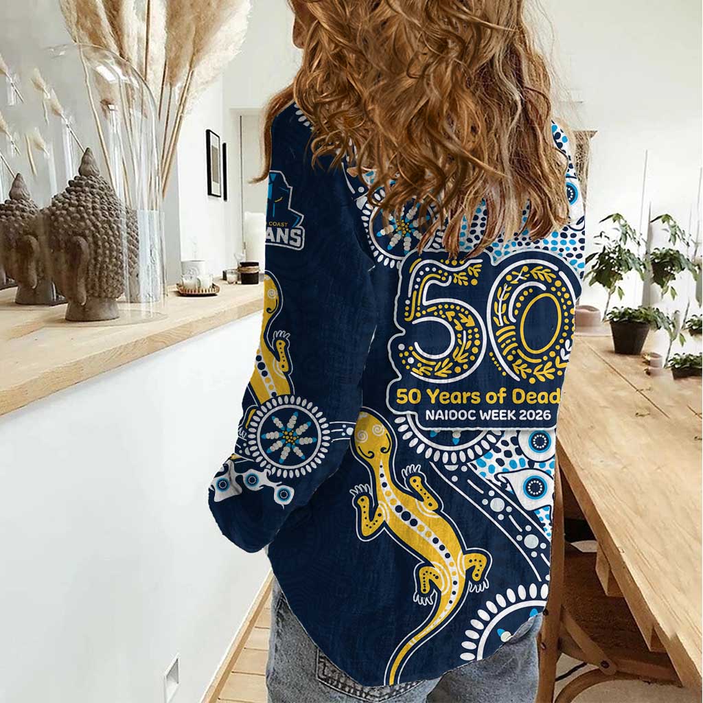 Gold Coast Titans NAIDOC Week 2026 Women Casual Shirt Aboriginal Lizard Dot Painting - 50 Years of Deadly