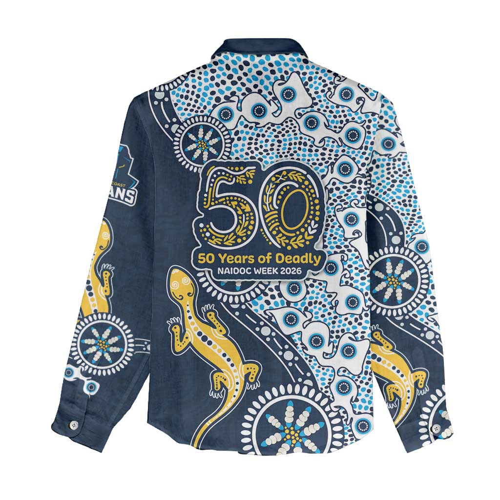 Gold Coast Titans NAIDOC Week 2026 Women Casual Shirt Aboriginal Lizard Dot Painting - 50 Years of Deadly