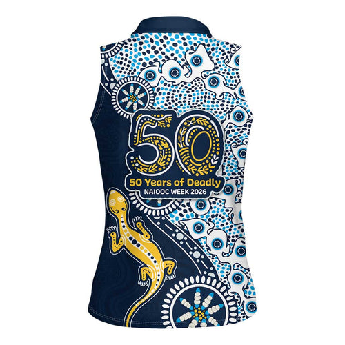 Gold Coast Titans NAIDOC Week 2026 Women Sleeveless Polo Shirt Aboriginal Lizard Dot Painting - 50 Years of Deadly