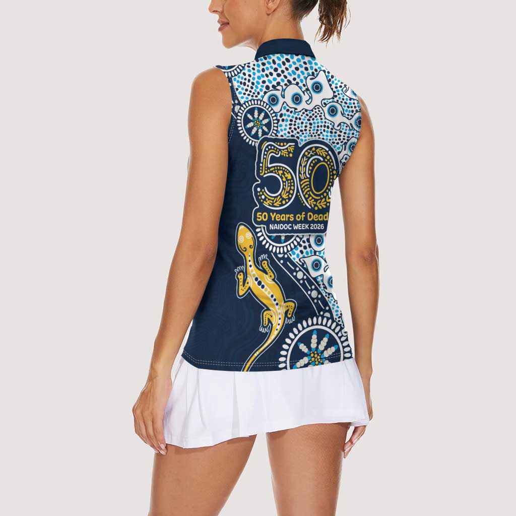 Gold Coast Titans NAIDOC Week 2026 Women Sleeveless Polo Shirt Aboriginal Lizard Dot Painting - 50 Years of Deadly