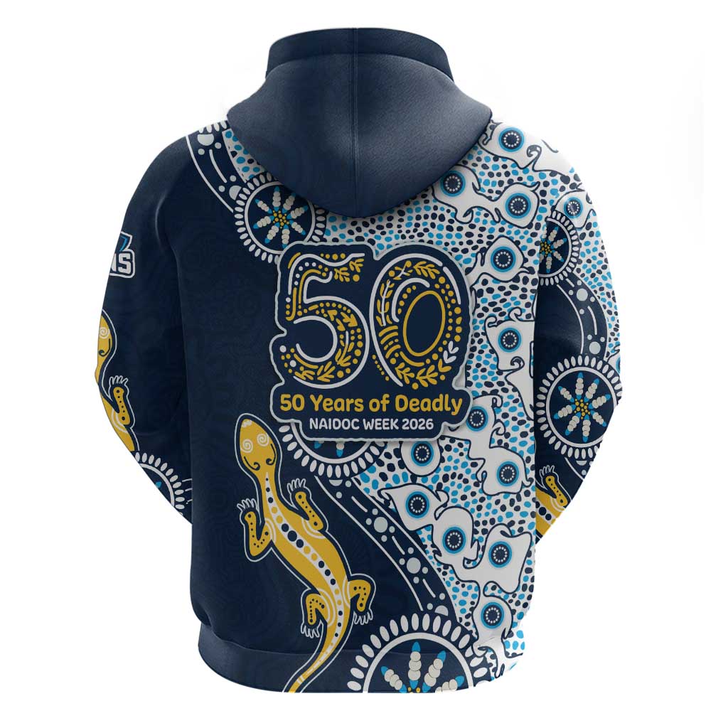 Gold Coast Titans NAIDOC Week 2026 Zip Hoodie Aboriginal Lizard Dot Painting - 50 Years of Deadly